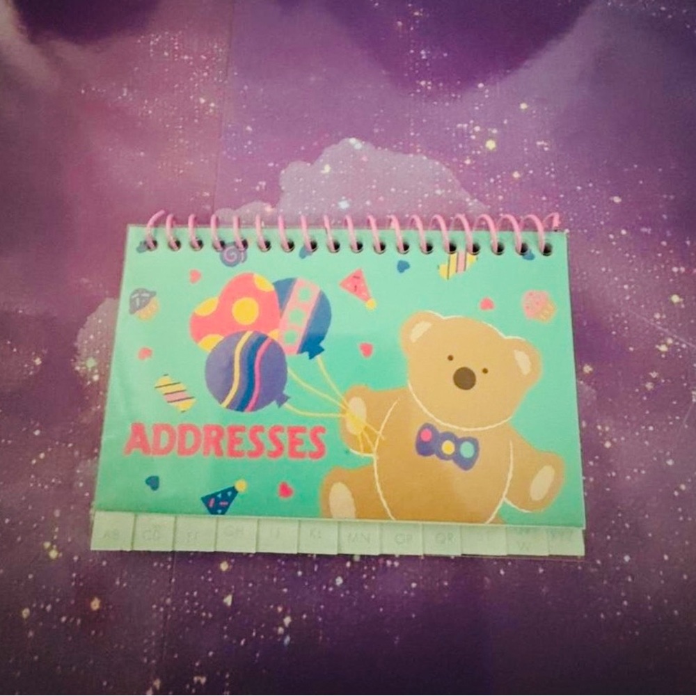 Vintage Sanrio Just for fun bear address book

Sanrio Mint Green Teddy Bear